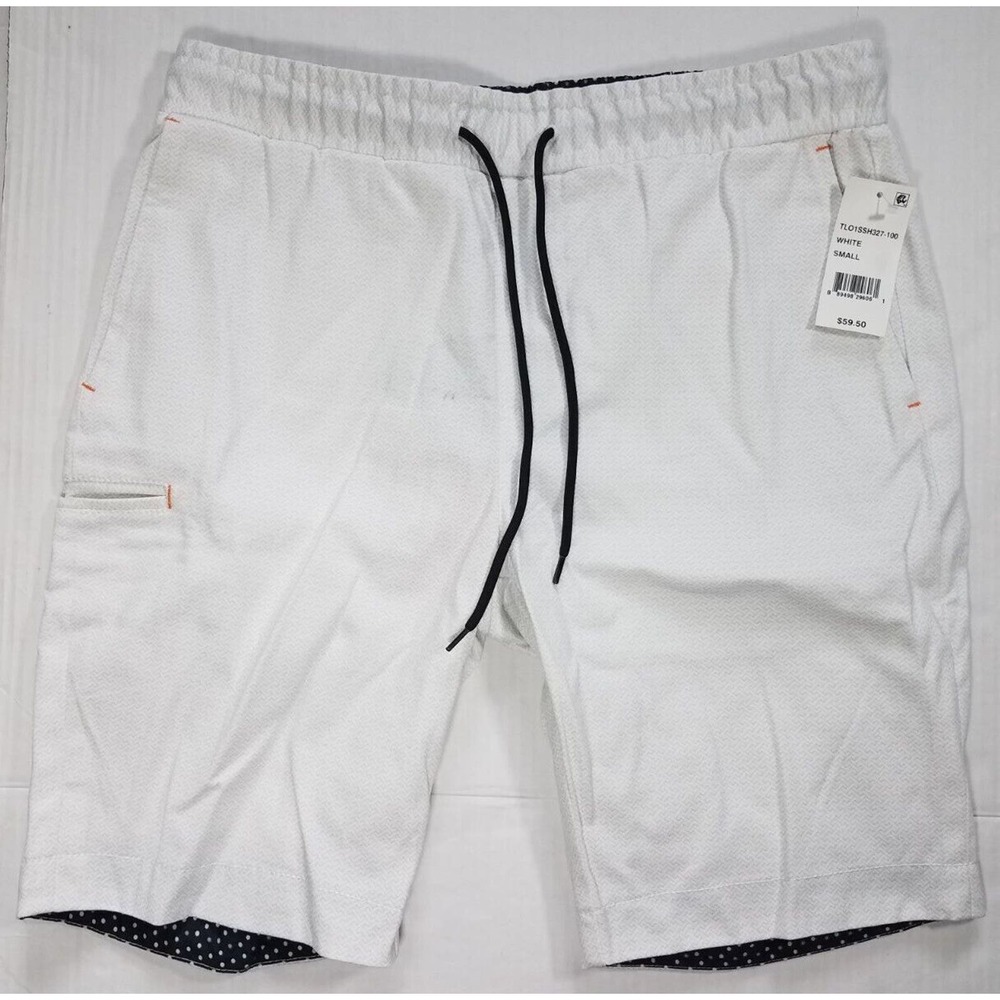 Tallia Sports Men's Herringbone Shorts white grey Sz small drawstring